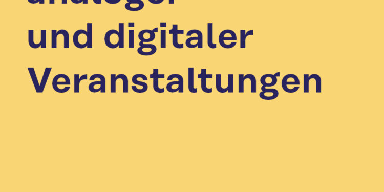 Gelbe Kachel, blaue Schrift: "Konzeption analoger und digitaler Veranstaltungen"