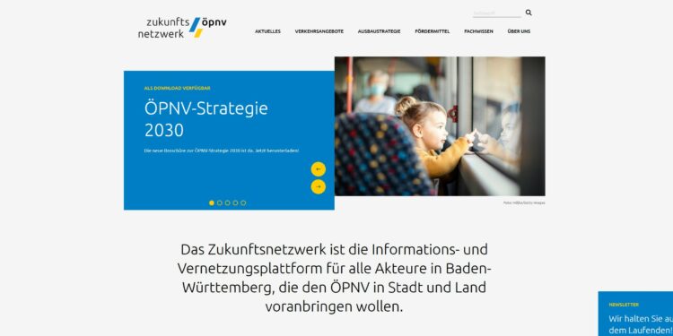 Die Startseite der Website des Zukunftsnetzwerk ÖPNV