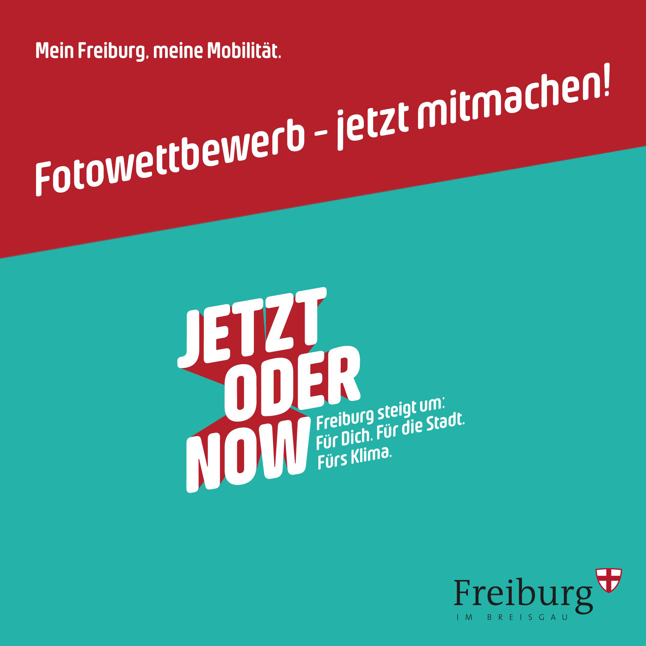 Key Visual des Fotowettbewerbs "Mein Freiburg, meine Mobilität" der Kampagne "Jetzt oder Now"